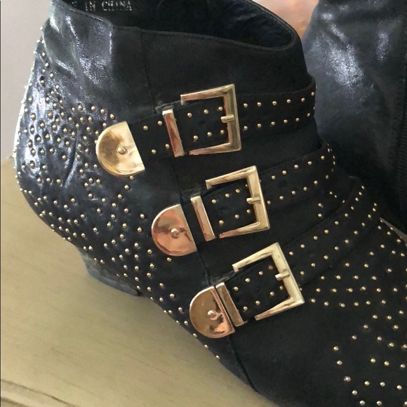 Jeffrey Campbell starstruck booties black gold 9 - Picture 2 of 6